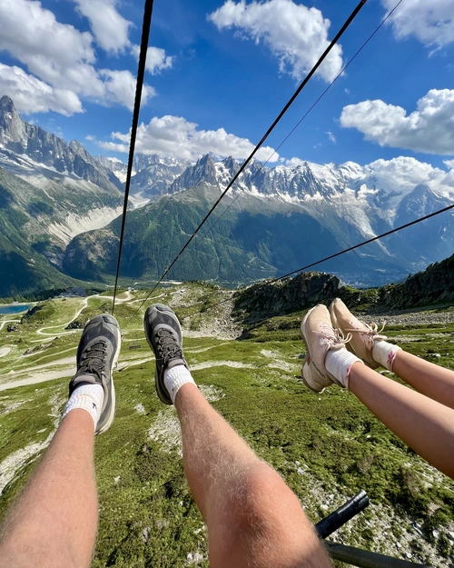 keen shoes with mont blanc in the background