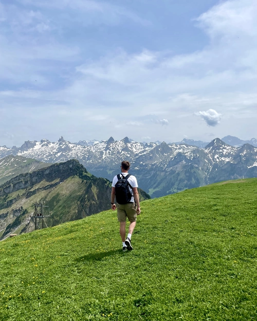 keen shoes with mountain background